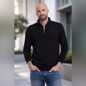 H&M Men's Black Zip-Up Sweater